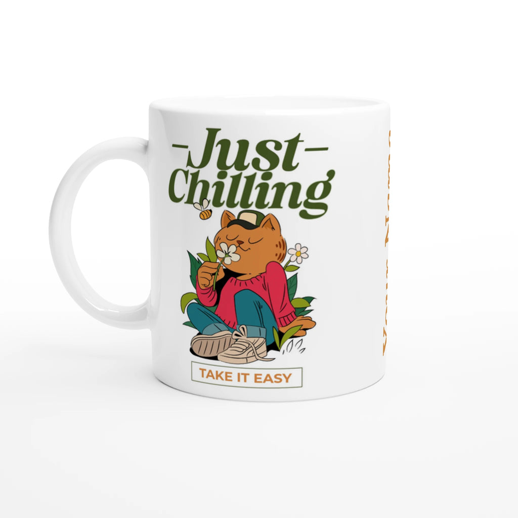 Personalised - Just Chilling - White 11oz Ceramic Mug with Colour Inside Ceramic White Personalised 11oz Mug animal customise Globally Fulfilled personalise