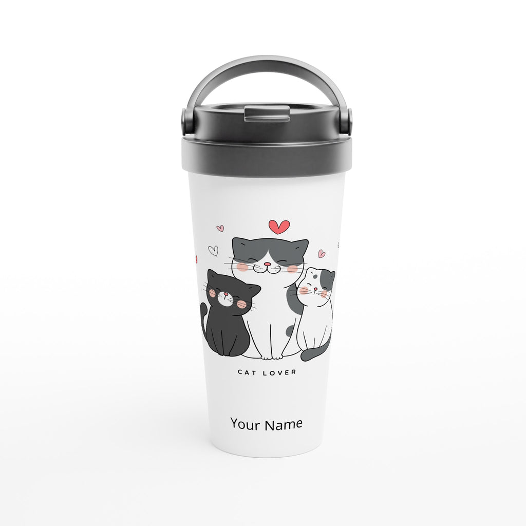 Personalised - Cat Lover - White 15oz Stainless Steel Travel Mug Default Title Personalised Travel Mug animal Globally Fulfilled