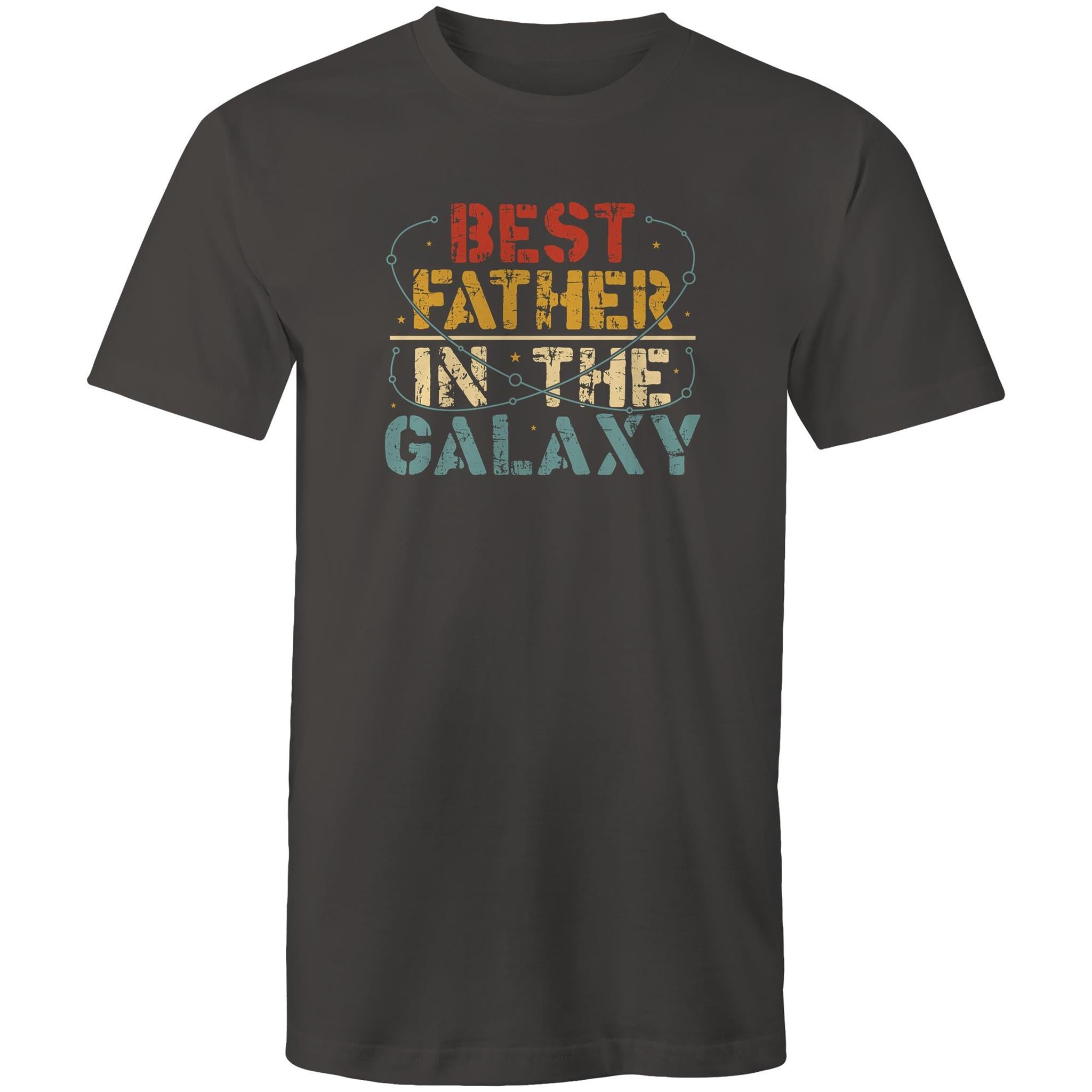 Best Father In The Galaxy - Mens T-Shirt Charcoal Mens T-shirt Dad Printed In Australia