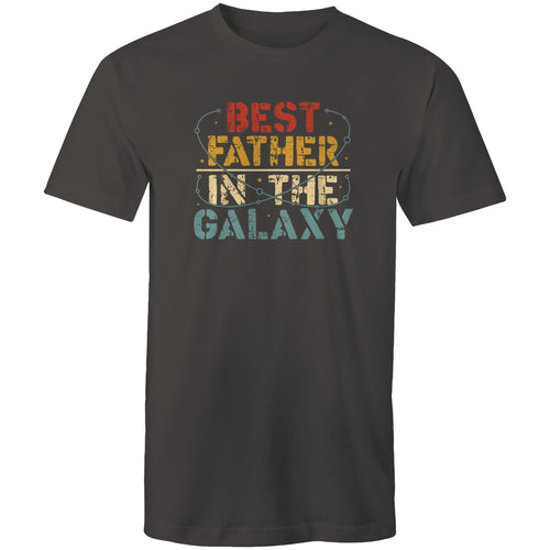 Best Father In The Galaxy - Mens T-Shirt Charcoal Mens T-shirt Dad Printed In Australia