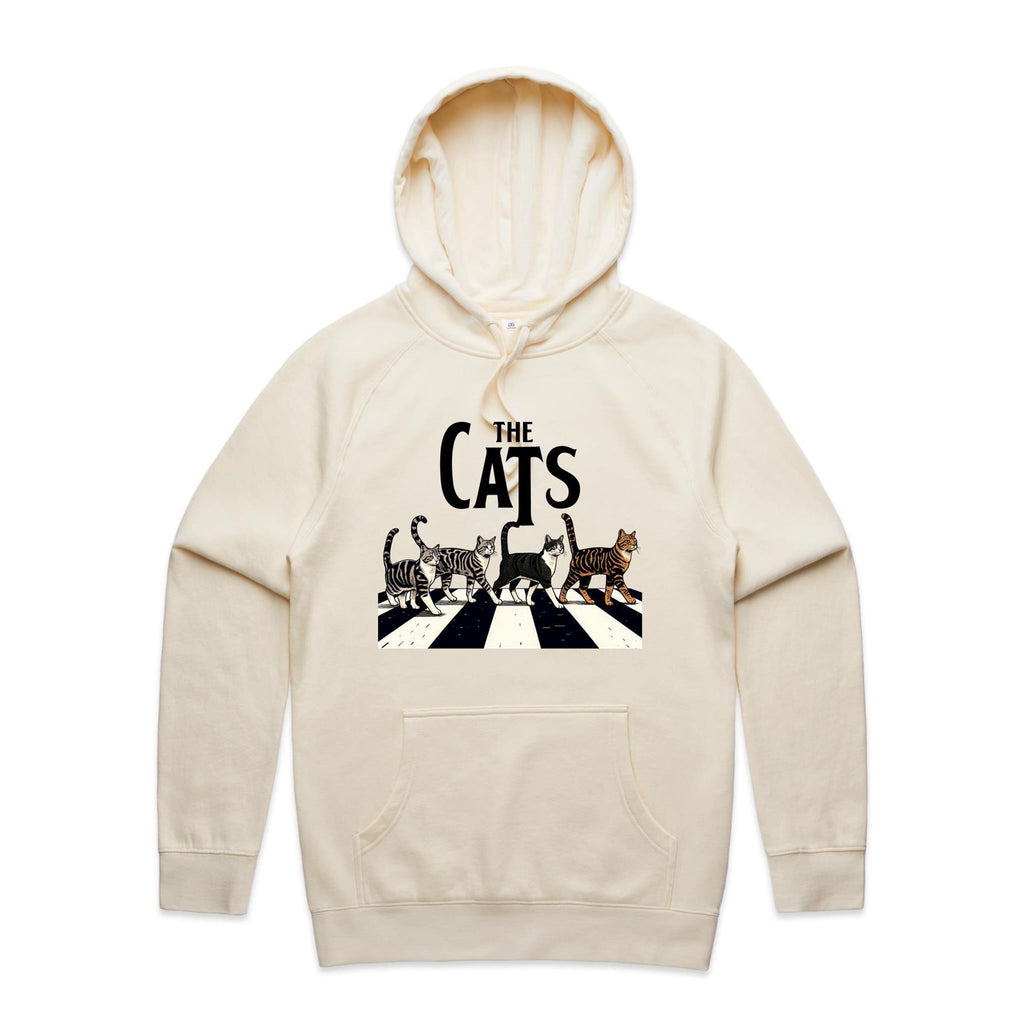 The Cats, Fab Four Crossing The Road - Mens Hoodie Ecru Mens Hoodie animal Music Printed In Australia