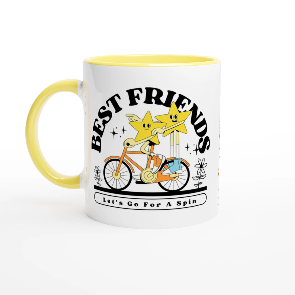 Personalised - Best Friends - White 11oz Ceramic Mug with Colour Inside Ceramic Yellow Personalised 11oz Mug customise Globally Fulfilled personalise Retro