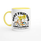 Personalised - Best Friends - White 11oz Ceramic Mug with Colour Inside Ceramic Yellow Personalised 11oz Mug customise Globally Fulfilled personalise Retro