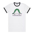 Statasuaurus, Maths Dinosaur Men's AS Colour Ringer Tee White Black Ringer T-Shirt animal Maths Printed In Australia