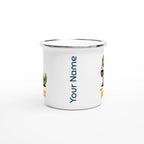 Personalised Tea-Rex, Tea Drinking Dinosaur White 12oz Enamel Mug Personalised Enamel Mug Globally Fulfilled Tea