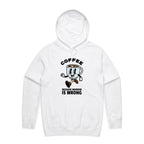 Coffee, Because Murder Is Wrong - Mens Hoodie White Mens Hoodie Coffee Printed In Australia