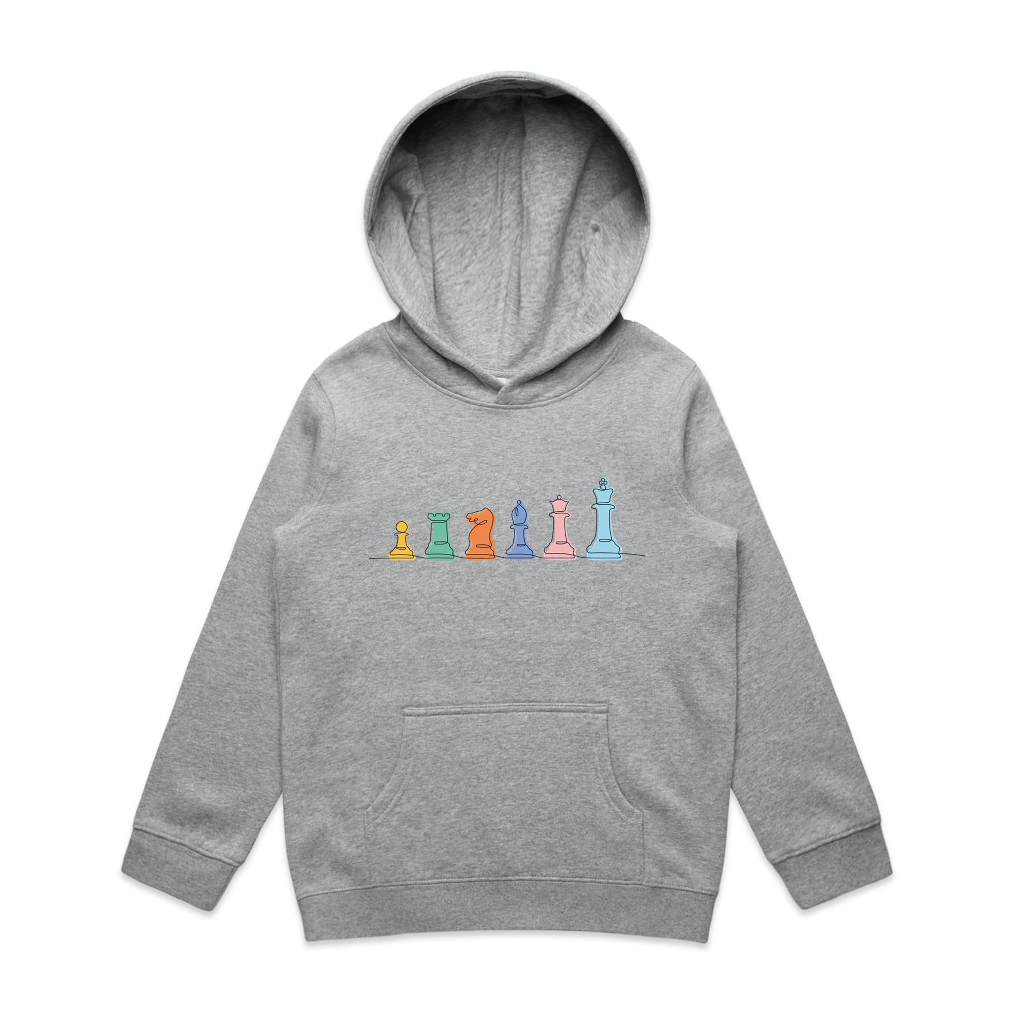 Chess - Kids Hoodie Grey Marle Kids Hoodie Printed In Australia