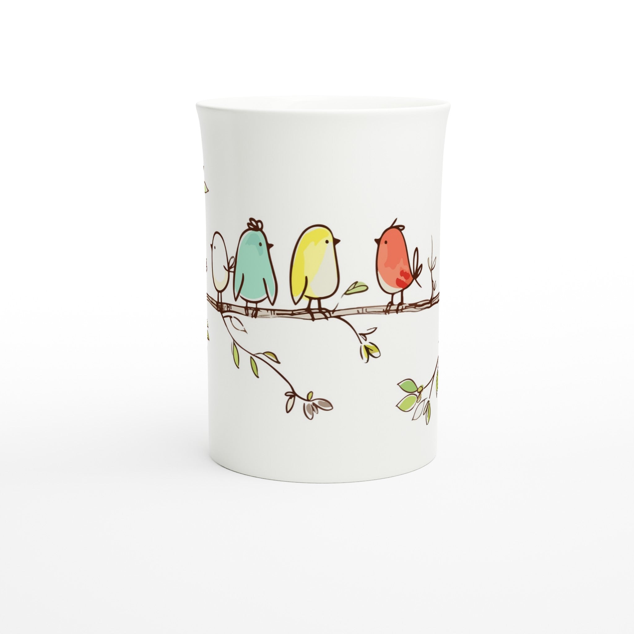 Birds On A Branch - White 10oz Porcelain Slim Mug Porcelain Mug animal Globally Fulfilled
