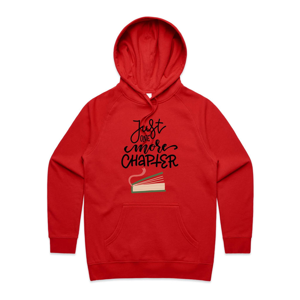 Just One More Chapter, Books - Womens Hoodie Red Womens 2XL Womens Hoodie Printed In Australia Reading