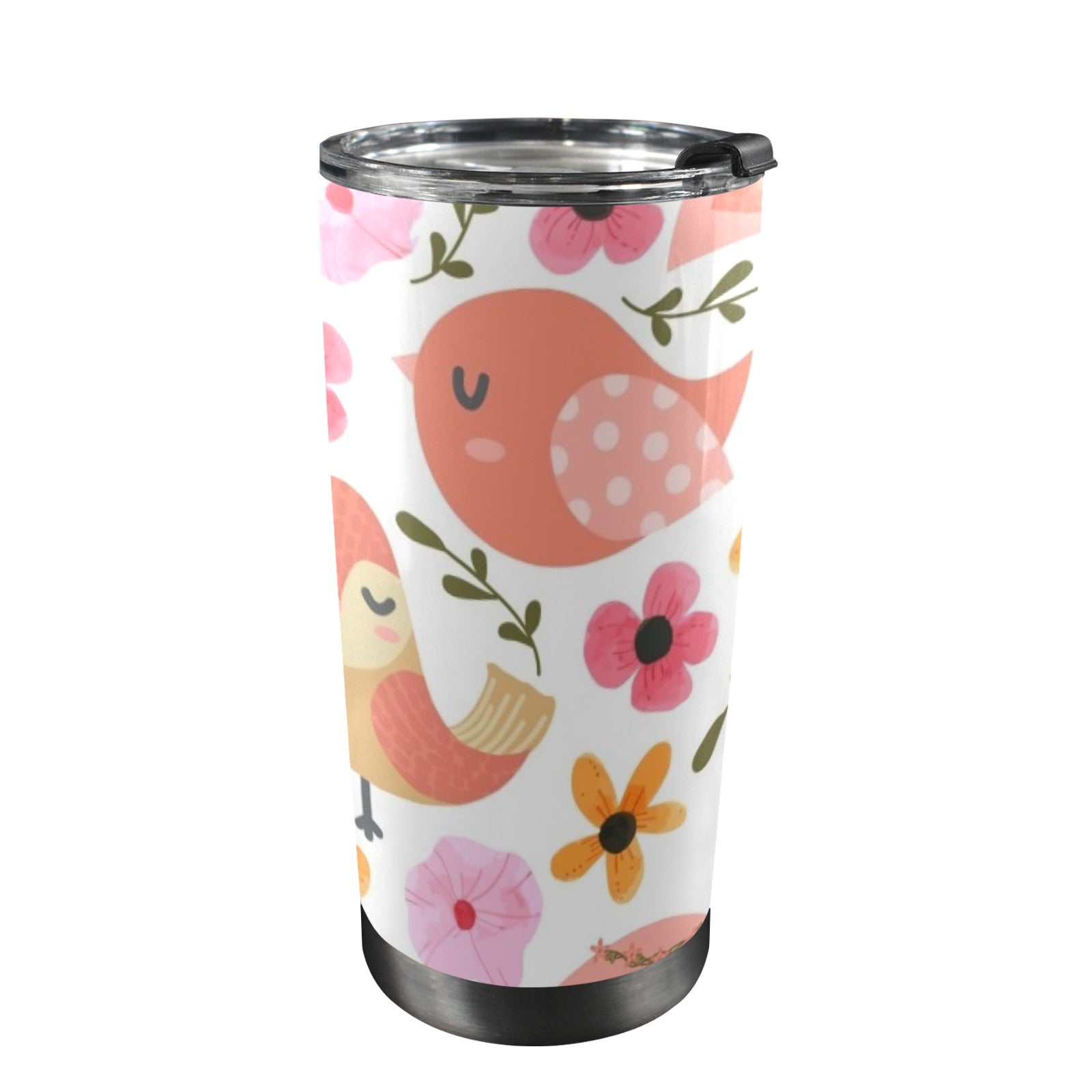 Lovely Birds - 20oz Mobile Tumbler with Lid (Black Lock) One Size 20oz Travel Mug animal Printed Offshore