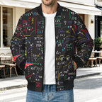 Colourful Maths Formulas Men's Casual Zip‑Up Bomber Jacket
