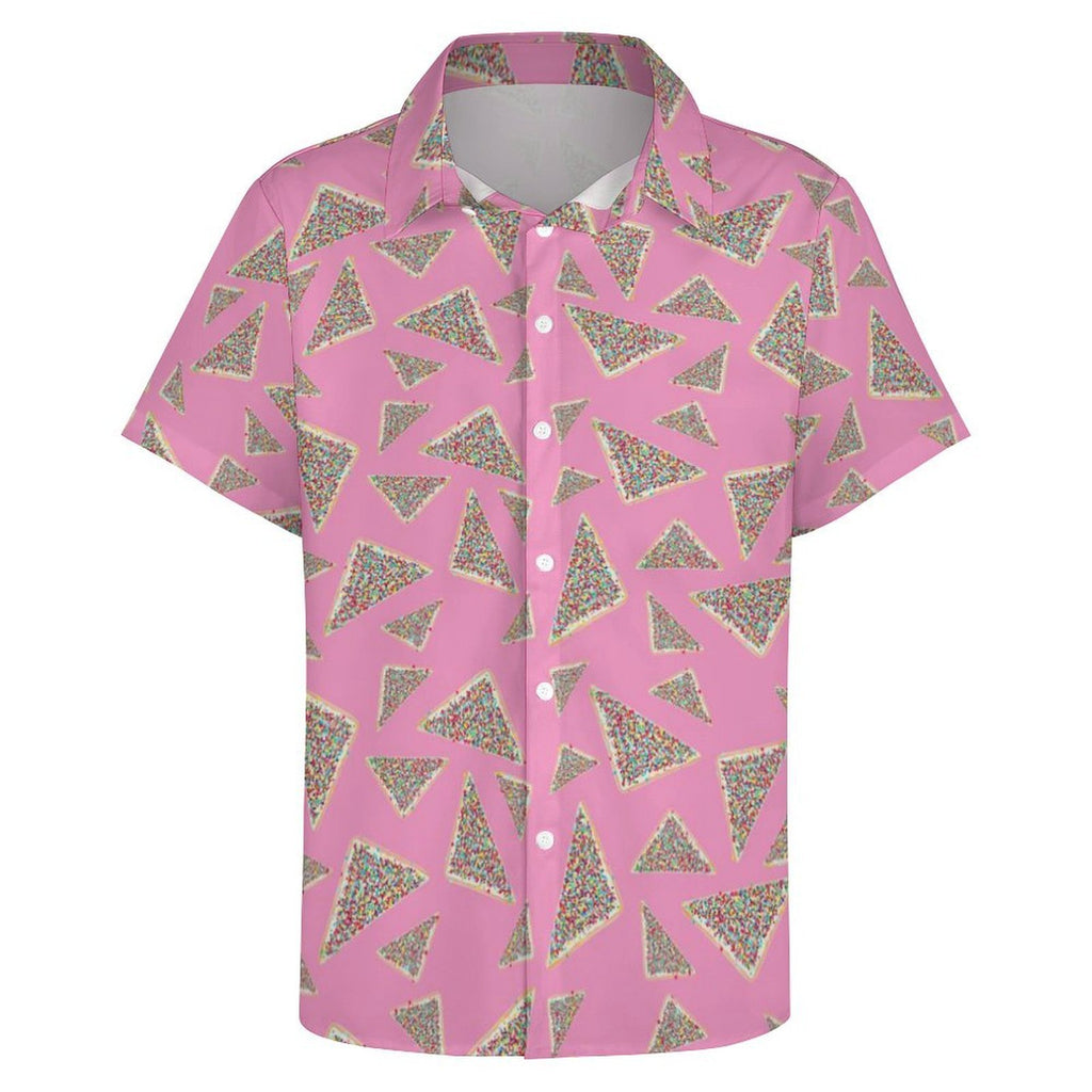 Fairy Bread Pink Women's Collared Pocketless Short Sleeve Shirt