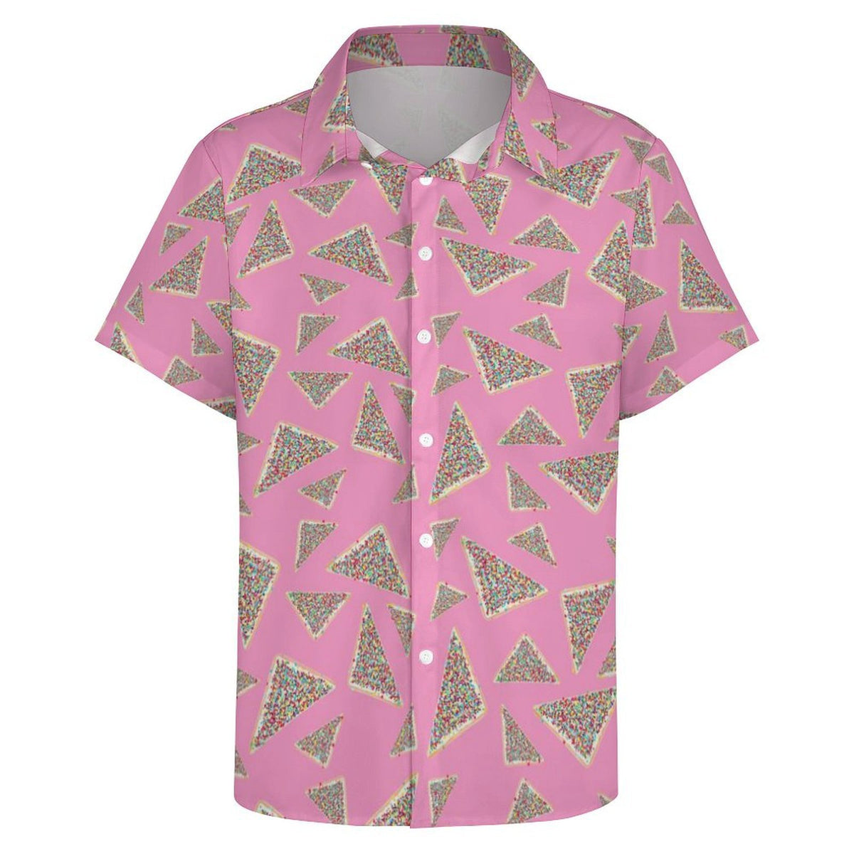 Fairy Bread Pink Women's Collared Pocketless Short Sleeve Shirt