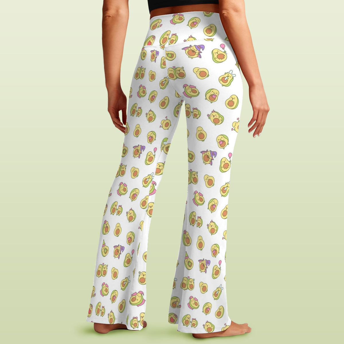 Avocado Cute High Waist Crossover Tummy Control Flare Leggings