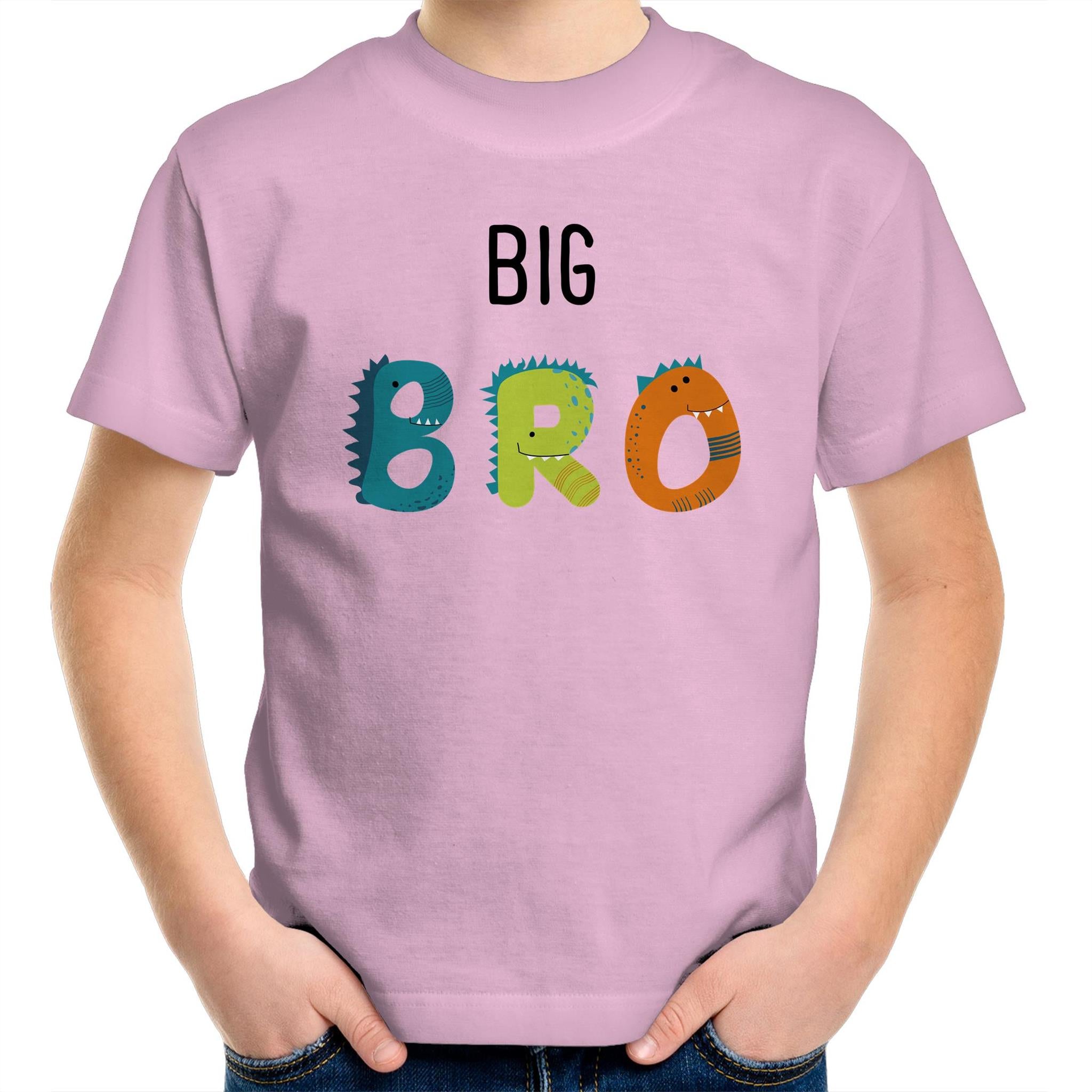 Big Bro, Brother - Kids Youth T-Shirt Pink Kids Youth T-shirt Printed In Australia