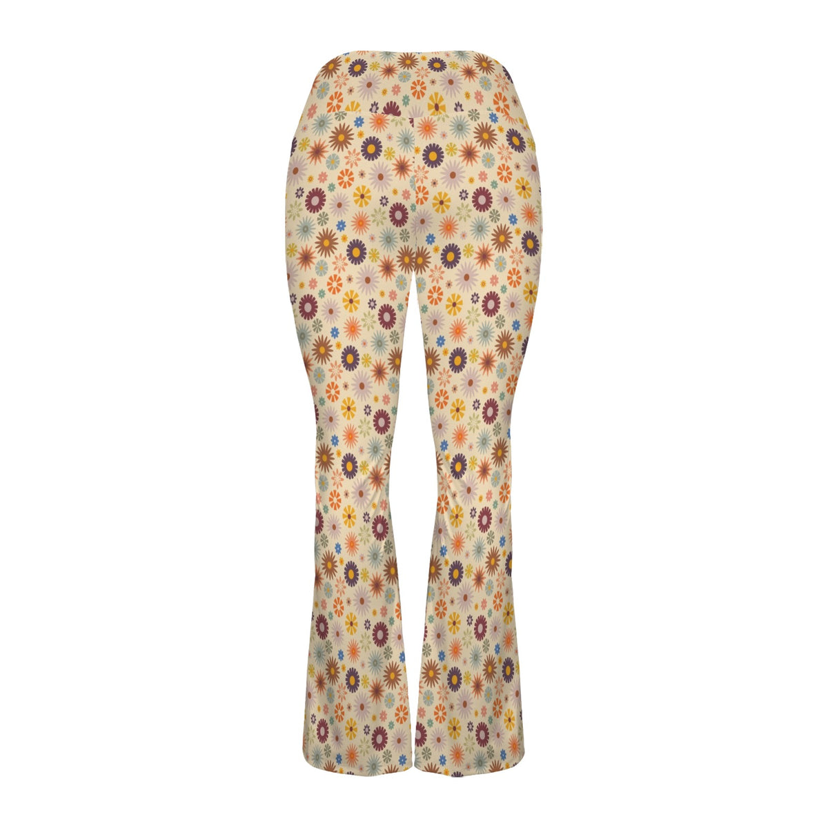 Abstract Floral High Waist Crossover Tummy Control Flare Leggings