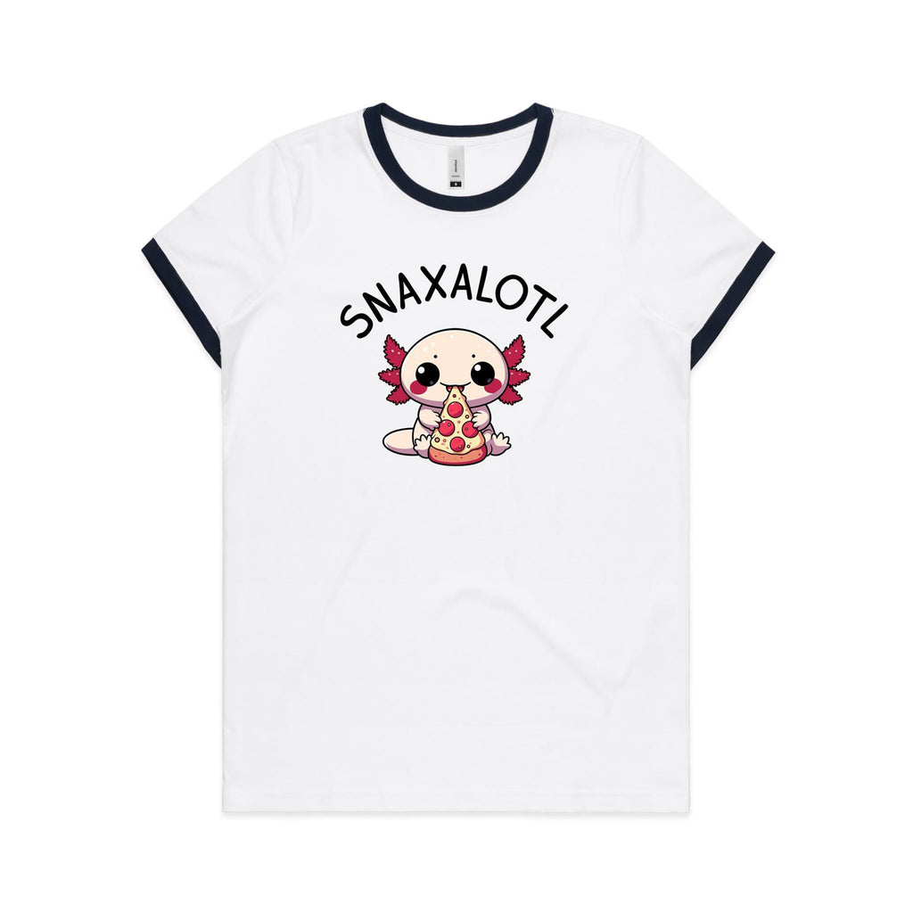 Snaxalotl, Axolotl Pizza - Women's Ringer Tee