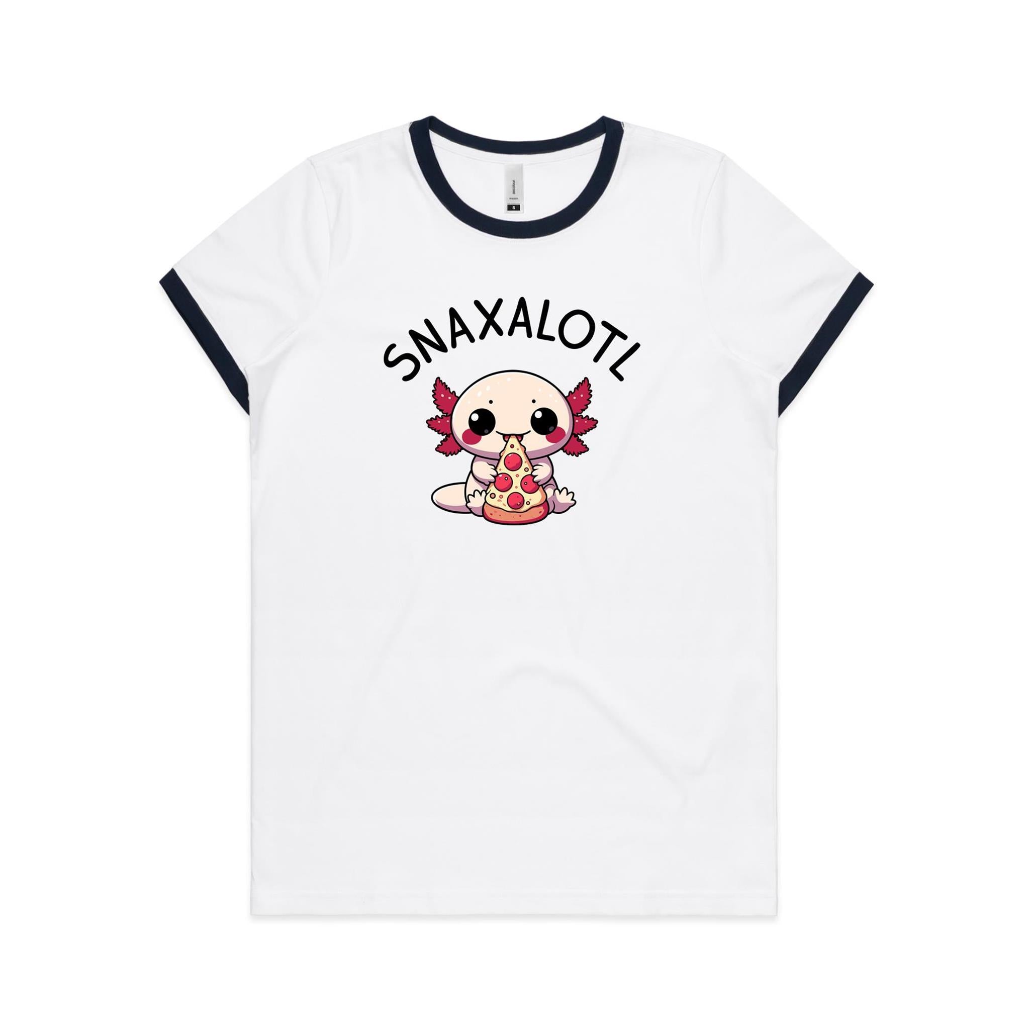 Snaxalotl, Axolotl Pizza - Women's Ringer Tee