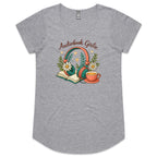 Audiobook Girlie - Womens Scoop Neck T-Shirt Grey Marle Womens Scoop Neck T-shirt Printed In Australia Reading