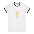 Retro Microphone - Men's AS Colour Ringer Tee White Black Ringer T-Shirt Music Printed In Australia Retro