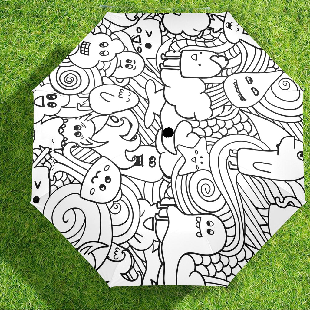 Black And White Creatures - Semi-Automatic Foldable Umbrella (Model U12) Semi-Automatic Foldable Umbrella (U12)