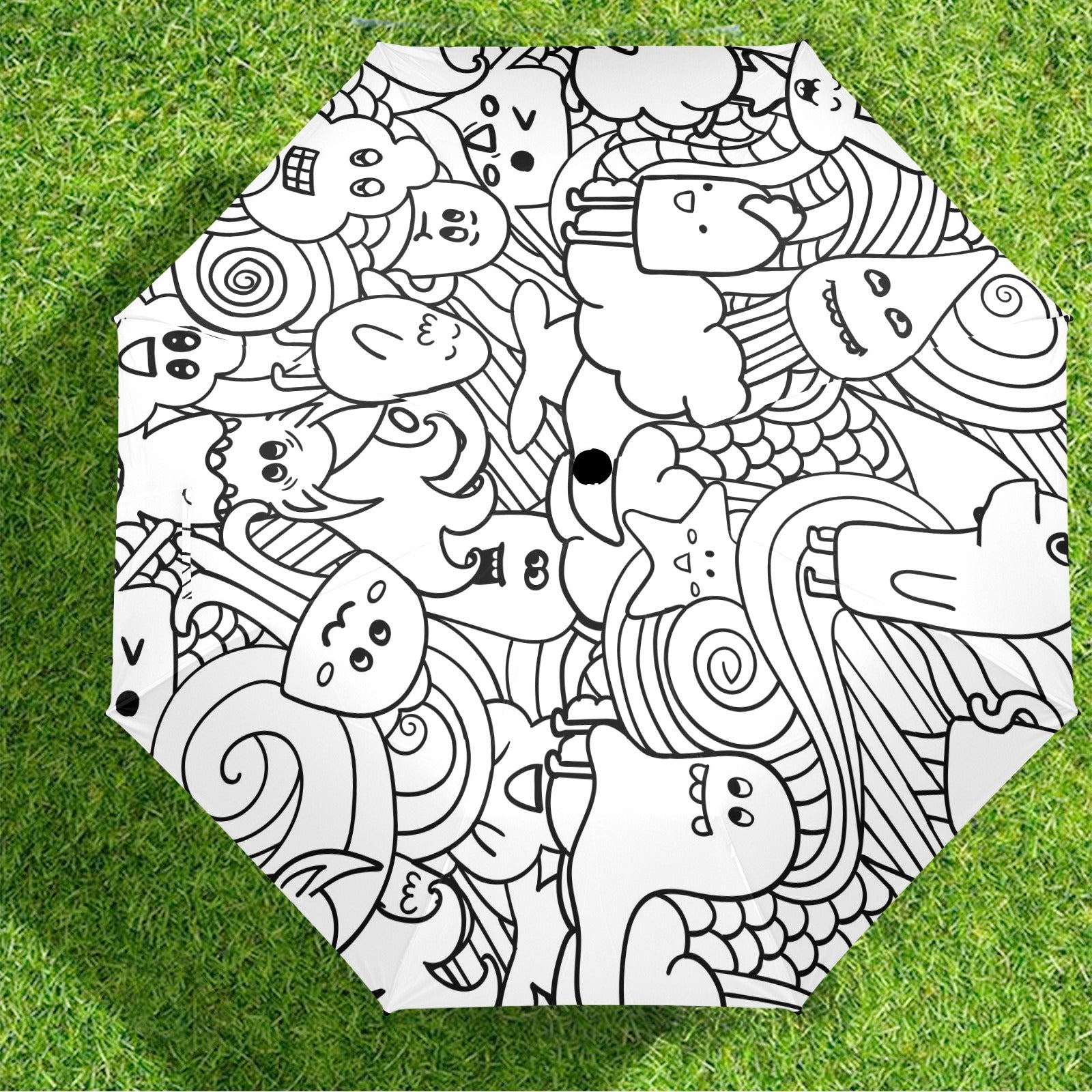 Black And White Creatures - Semi-Automatic Foldable Umbrella (Model U12) Semi-Automatic Foldable Umbrella (U12)