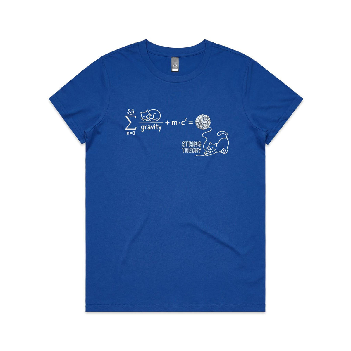Cat String Theory Physics Women's AS Colour T-shirt Bright Royal Womens T-shirt animal Printed In Australia Science