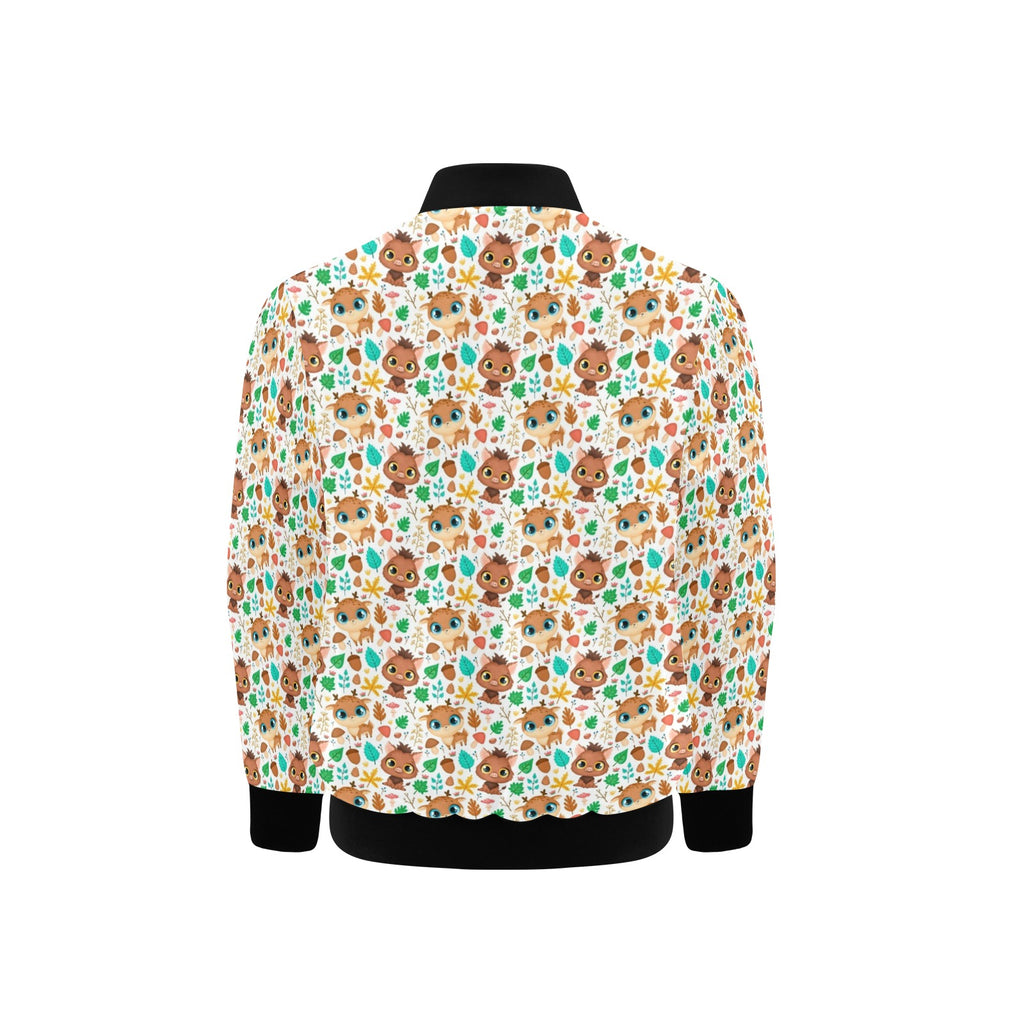 Cute Autumn Creatures Kids Bomber Jacket Kids Bomber Jacket animal Printed Offshore