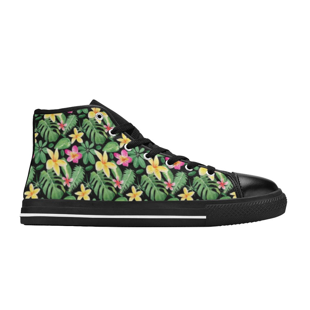 Frangipani - Women's High Top Canvas Shoes Womens Classic High Top Shoes Plants Printed Offshore