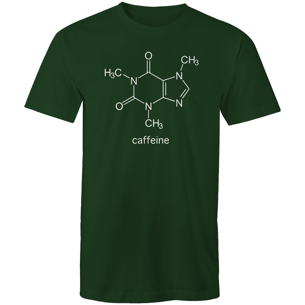 Caffeine Molecule - Mens T-Shirt Forest Green Mens T-shirt Coffee Printed In Australia Science