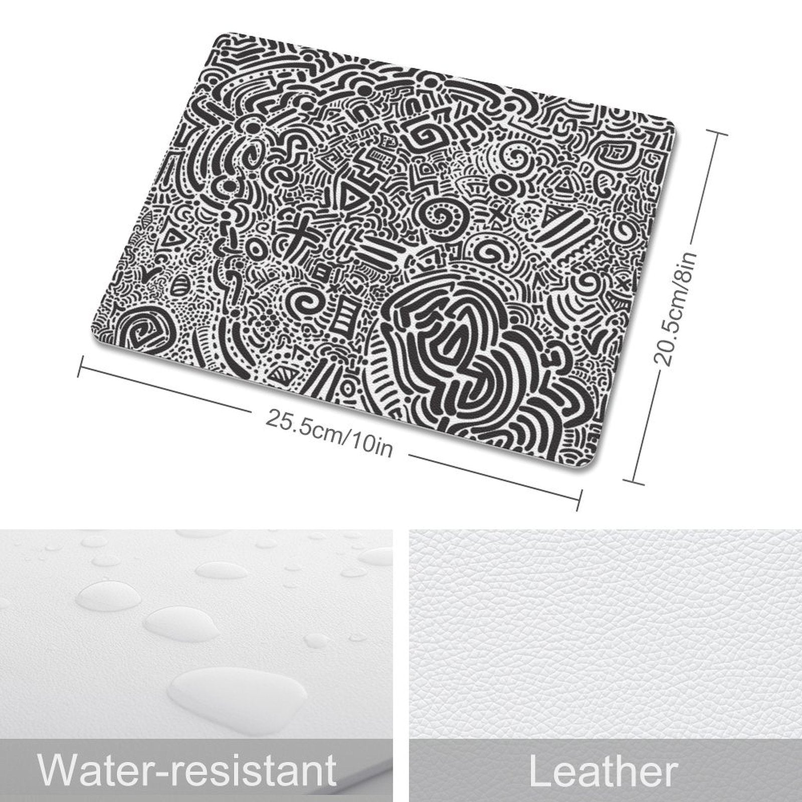 Black And White - Leather Mouse Pad Leather Mouse Pad Printed Offshore