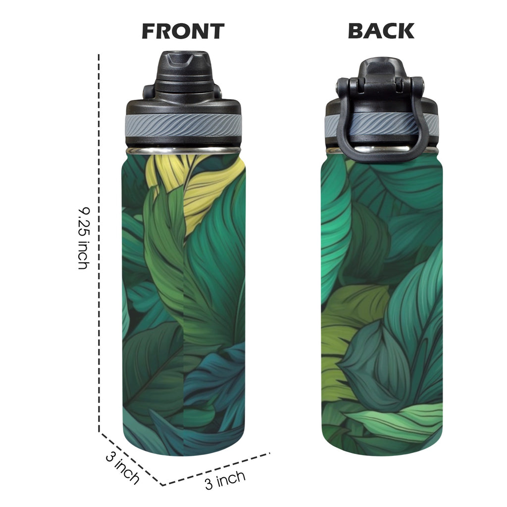 Tropical Leaves - Insulated Water Bottle with Dual-Use Lid (18oz) Insulated Water Bottle with Dual-Use Lid (18oz) Printed Offshore