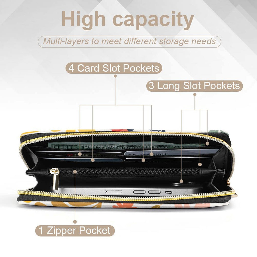 Boho Flowers And Leaves - PU Leather Wallet