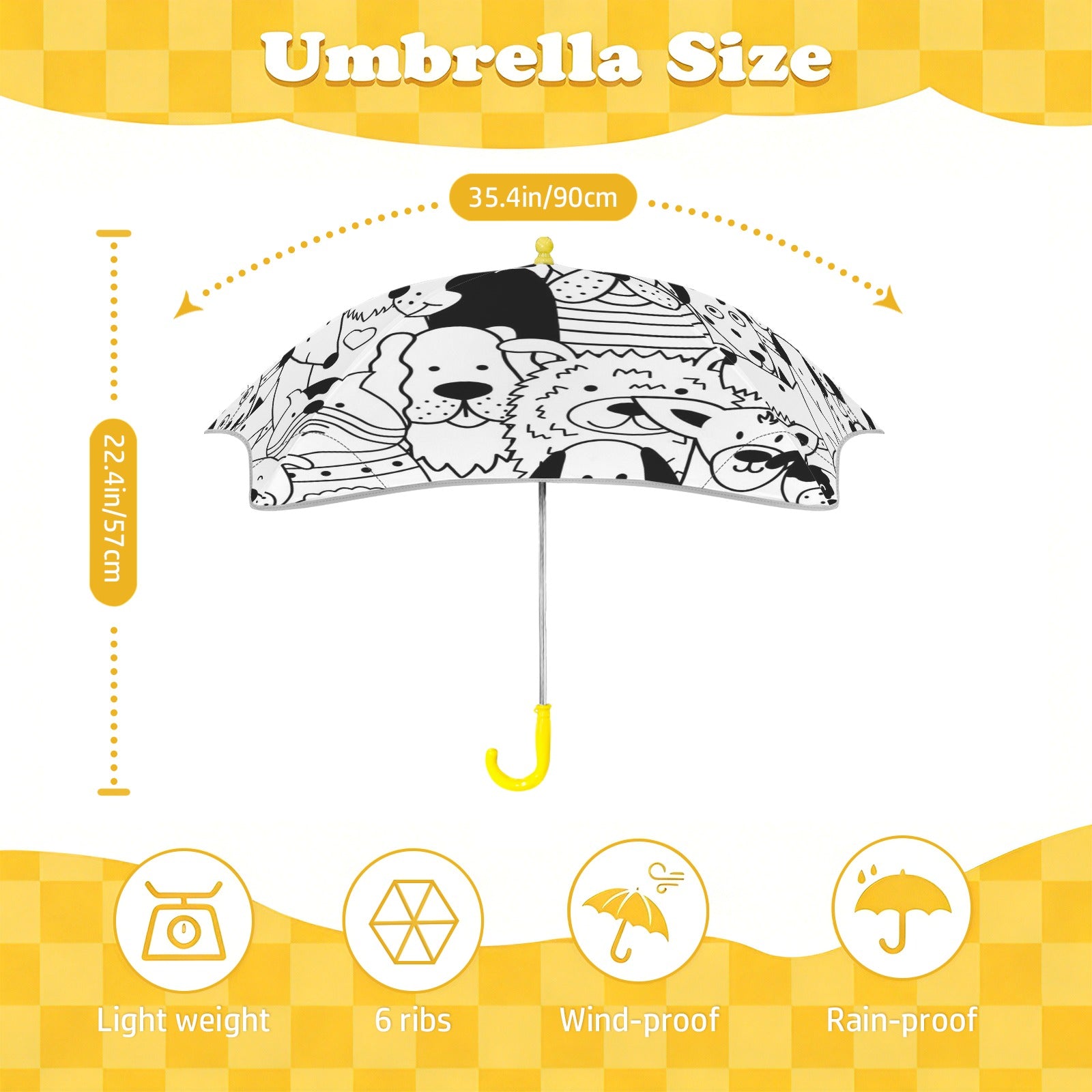 Black And White Dogs Kids Safe Round Corner Umbrella Kids Safe Round Corner Umbrella animal Printed Offshore