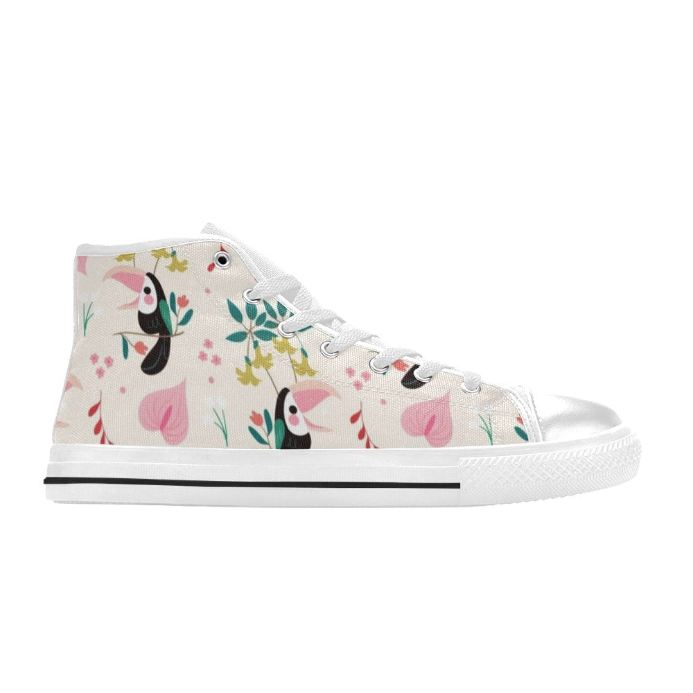 Toucans In Pink Women's High Top Canvas Shoes Womens Classic High Top Shoes animal Printed Offshore