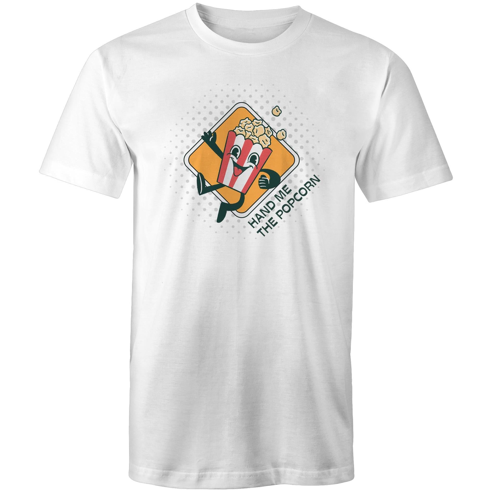 Hand Me The Popcorn - Mens T-Shirt White Mens T-shirt Food Funny Printed In Australia