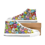 Happy Monsters Women's High Top Canvas Shoes Womens Classic High Top Shoes Printed Offshore Sci Fi
