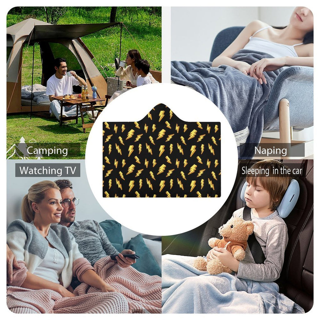 Lightning Bolts, Comic Book Kids Hooded Blanket 100cm x 130cm Kids Hooded Blanket comic Printed Offshore