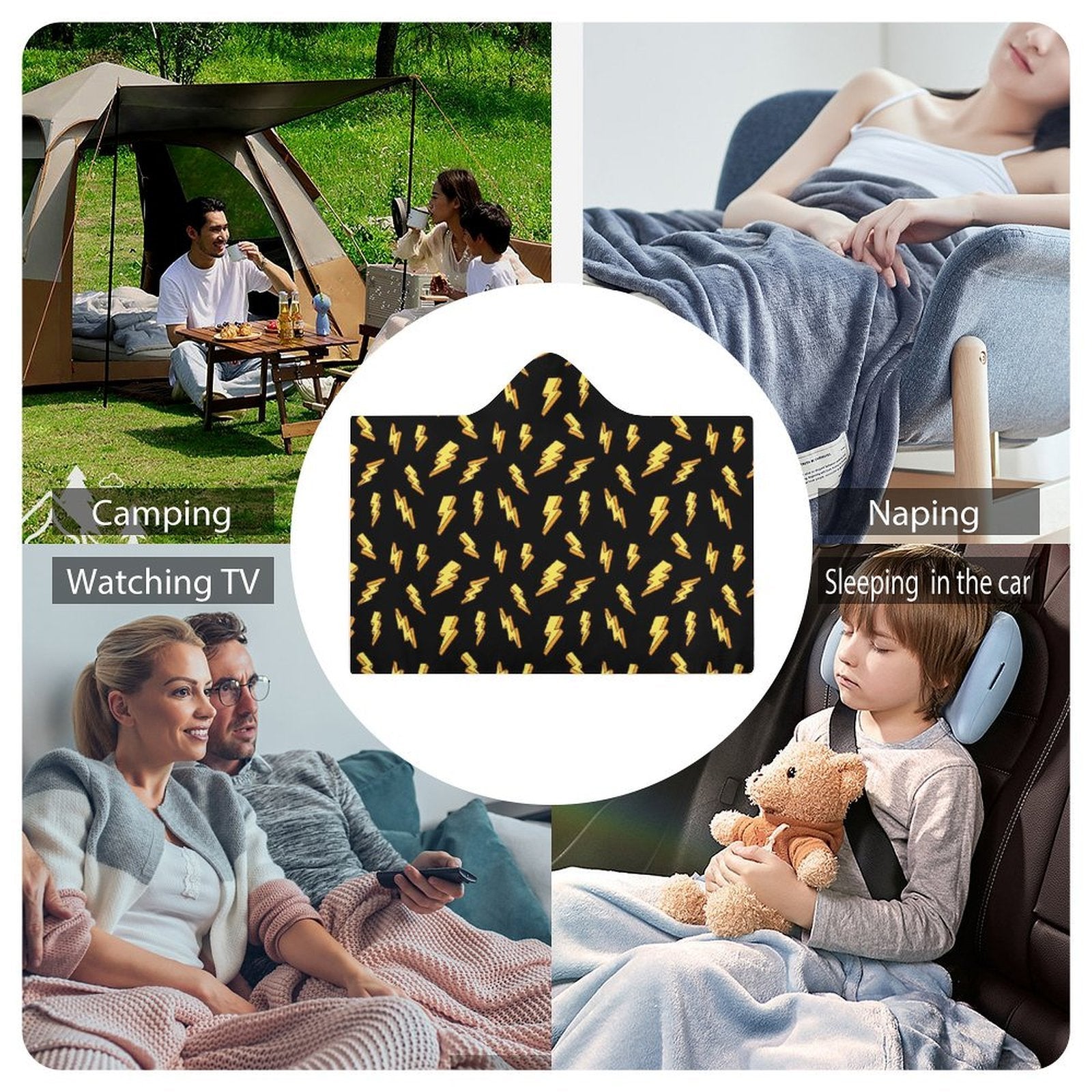 Lightning Bolts, Comic Book Kids Hooded Blanket 100cm x 130cm Kids Hooded Blanket comic Printed Offshore