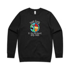 Save Earth, It's The Only Planet With Cake - AS Colour Stencil Crew Black Sweatshirt Environment Food Printed In Australia