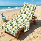 Cute Avocados Beach Chair Towel Cover with Side Pockets