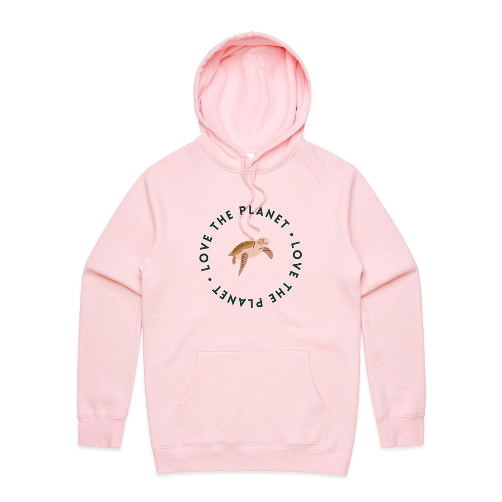 Love The Planet, Turtle - Mens Hoodie Pink Mens Hoodie animal Environment Printed In Australia