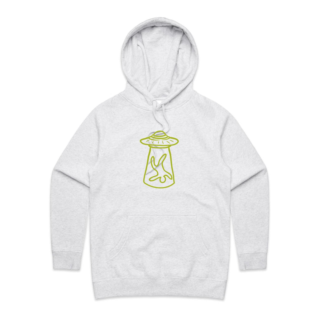 Alien Abduction - Womens Hoodie White Marle Womens Hoodie Printed In Australia Sci Fi
