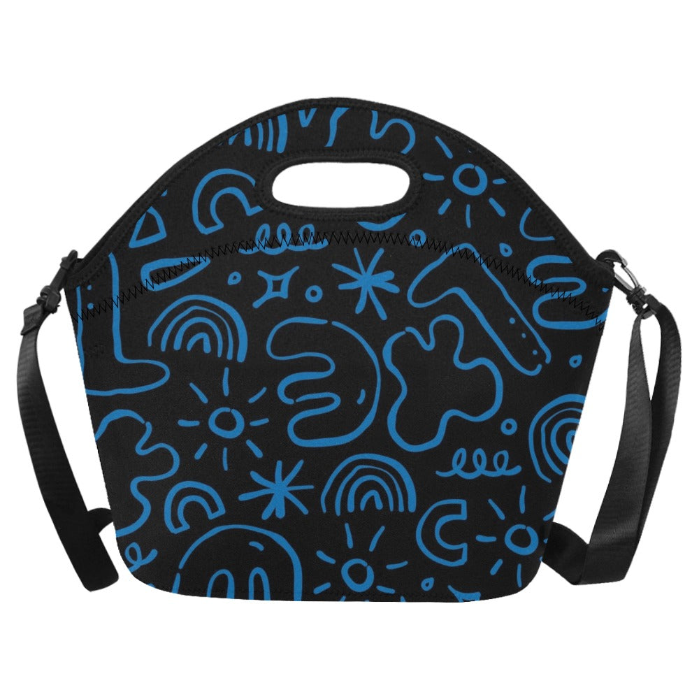 Blue Squiggle - Neoprene Lunch Bag One Size Neoprene Lunch Bag Printed Offshore