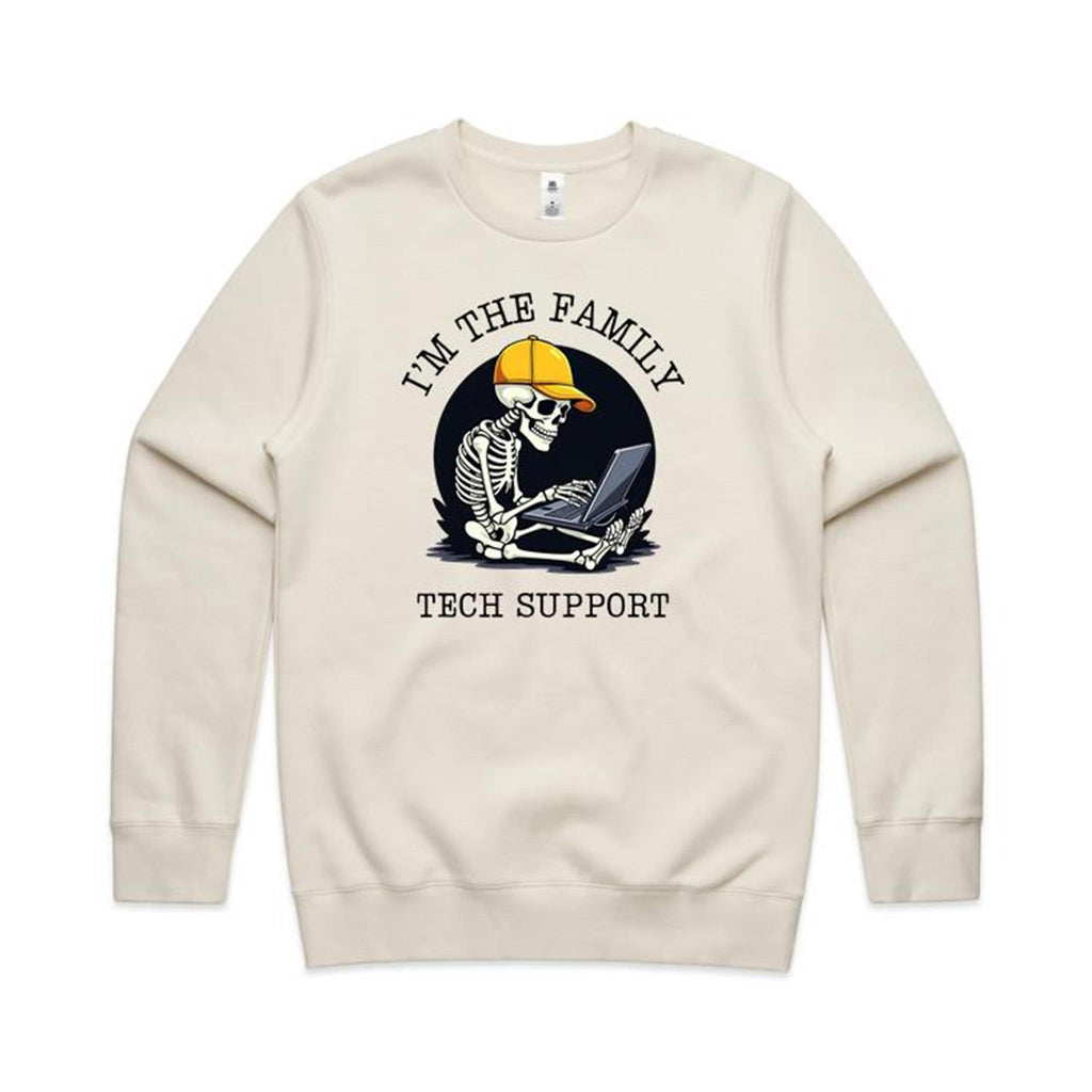 I'm The Family Tech Support, Skeleton - AS Colour Stencil Crew Sweatshirt Ecru Sweatshirt Printed In Australia Tech