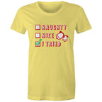 Naughty, Nice, I Tried, Santa's Christmas List - Womens T-shirt Yellow Womens Christmas T-shirt Christmas Printed In Australia