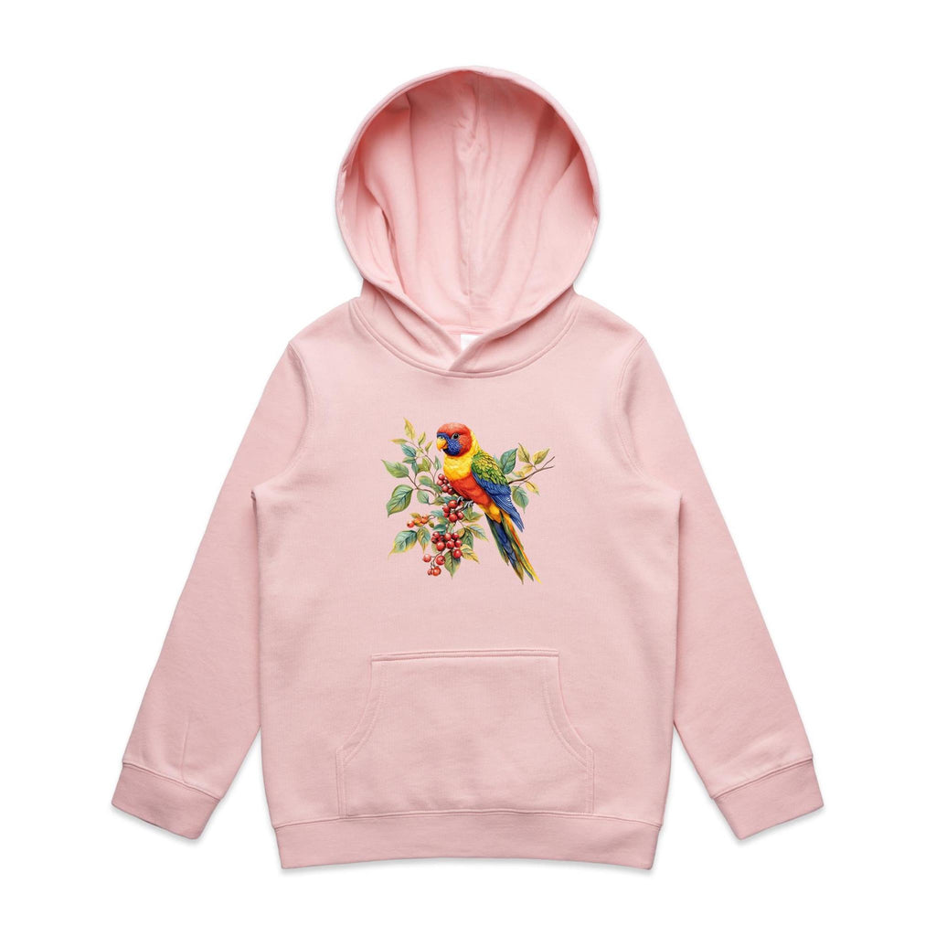 Lorikeet, Australian Birds - Kids Hoodie Pink Kids Hoodie animal Printed In Australia