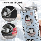 Penguin Love - 20oz Tall Skinny Tumbler with Lid and Straw
