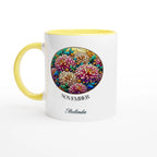 Stained Glass Birth Month Flowers - 11oz Ceramic Mug Ceramic Yellow Personalised 11oz Mug Birthday customise Globally Fulfilled Name personalise Plants