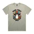 Good Vibes Only, Hippie Mushroom AS Colour Heavy Faded Tee Unisex Faded eucalyptus Heavy Faded T-shirt Positivity Printed In Australia